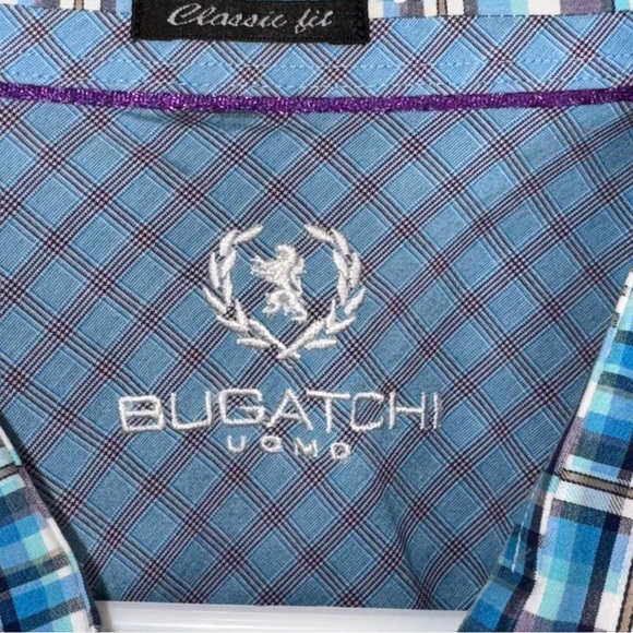 Bugatchi Uomo Mens Multicolored Madras Plaid Long Sleeve Button Down Shirt XL - Picture 7 of 12
